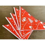 ドイツ　クリスマス柄の三角袋　赤　5枚セット