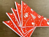 ドイツ　クリスマス柄の三角袋　赤　5枚セット