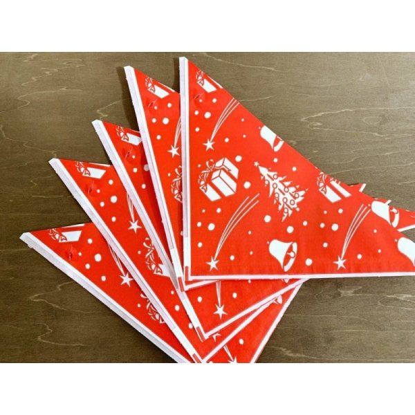 画像1: ドイツ　クリスマス柄の三角袋　赤　5枚セット