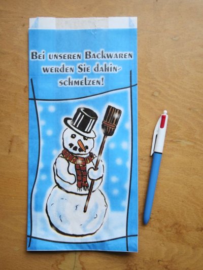 画像1: ドイツ パン屋さんの紙袋 （雪だるま）