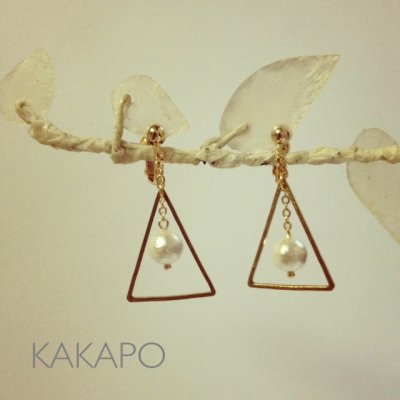 画像1: Triangle×Cotton pearl  earring