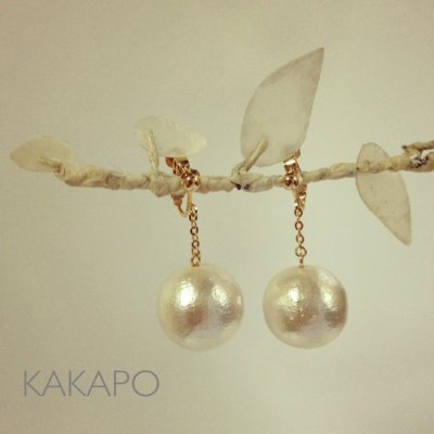 画像1: 20mm　Cotton Pearl L earring