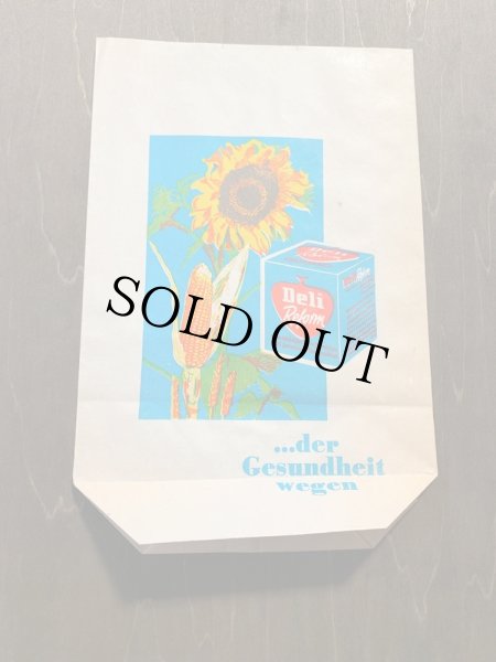 画像1: ドイツ　ヴィンテージ　レトロなロゴの紙袋　Deli Reform 向日葵とトウモロコシ (1)
