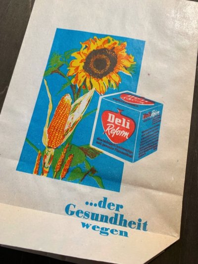 画像3: ドイツ　ヴィンテージ　レトロなロゴの紙袋　Deli Reform 向日葵とトウモロコシ