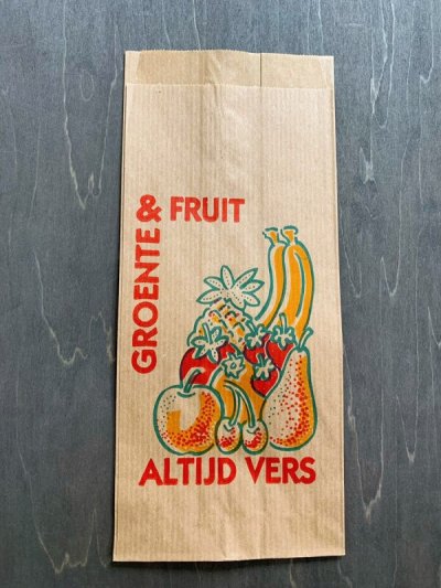 画像1: オランダ　果物屋さんの筋入り紙袋　５枚セット